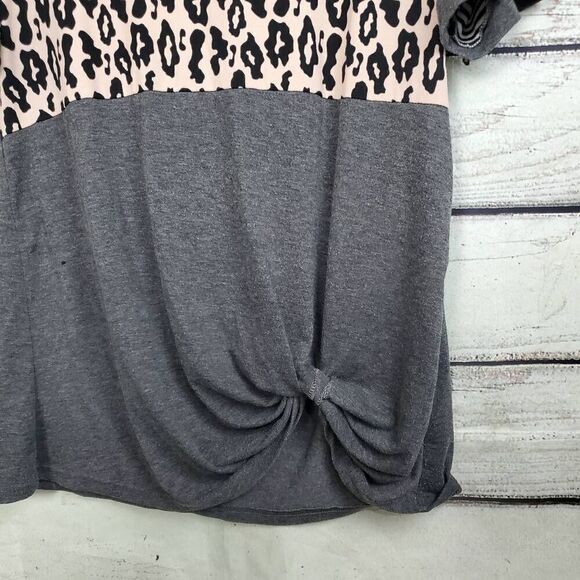 Mixed Media Tie Shirt Size Large Blouse - Picture 2 of 9